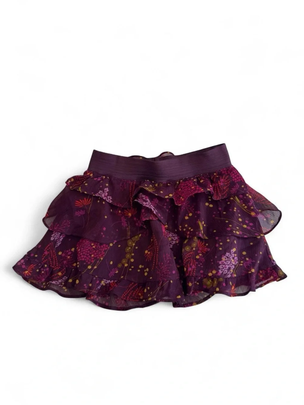 Gap Kids Girls Purple Floral Tiered Ruffle Skirt XS 4-5 Chiffon Y2K